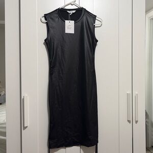 Black Leather Sleeveless Dress